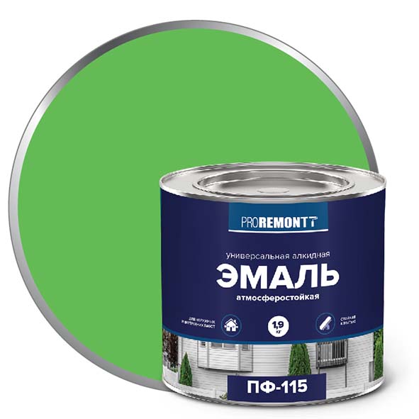 Эмаль ПФ-115 "PROREMONT"   1.9  кг салатовый 3/264  в Гусь-Хрустальном