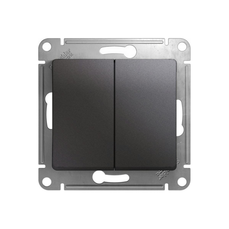 GSL001351 Выключатель двухклавишный схема 5 графит GLOSSA  в Гусь-Хрустальном