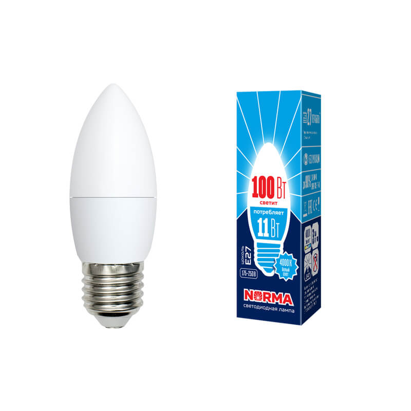 UL-00003814 Лампа светодиодная свеча матовая. Серия Norma 4000K LED-C37-11W/NW/E27/FR/NR 7743  в Гусь-Хрустальном