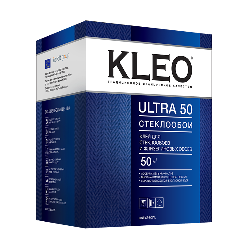 Клей для стеклообоев и стеклохолста KLEO ULTRA 50 500г 7300 /12  в Гусь-Хрустальном