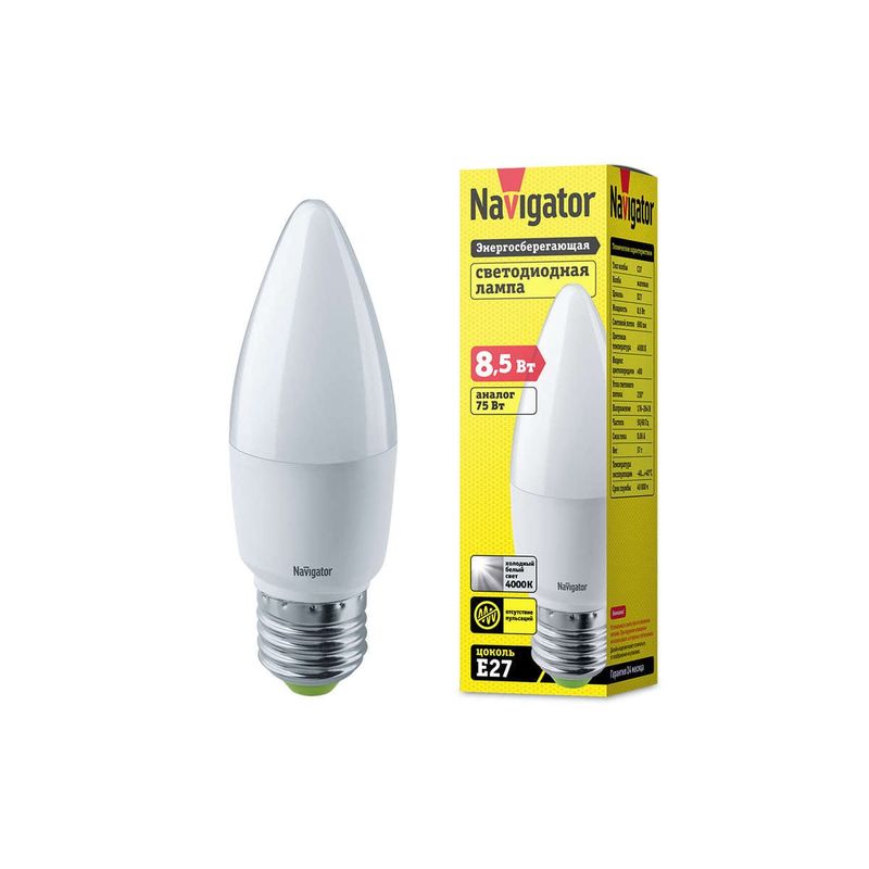 Лампа светодиодная 61 328 NLL-C37-8.5-230-4К-E27-FR Navigator 20452 4650074613284  в Гусь-Хрустальном