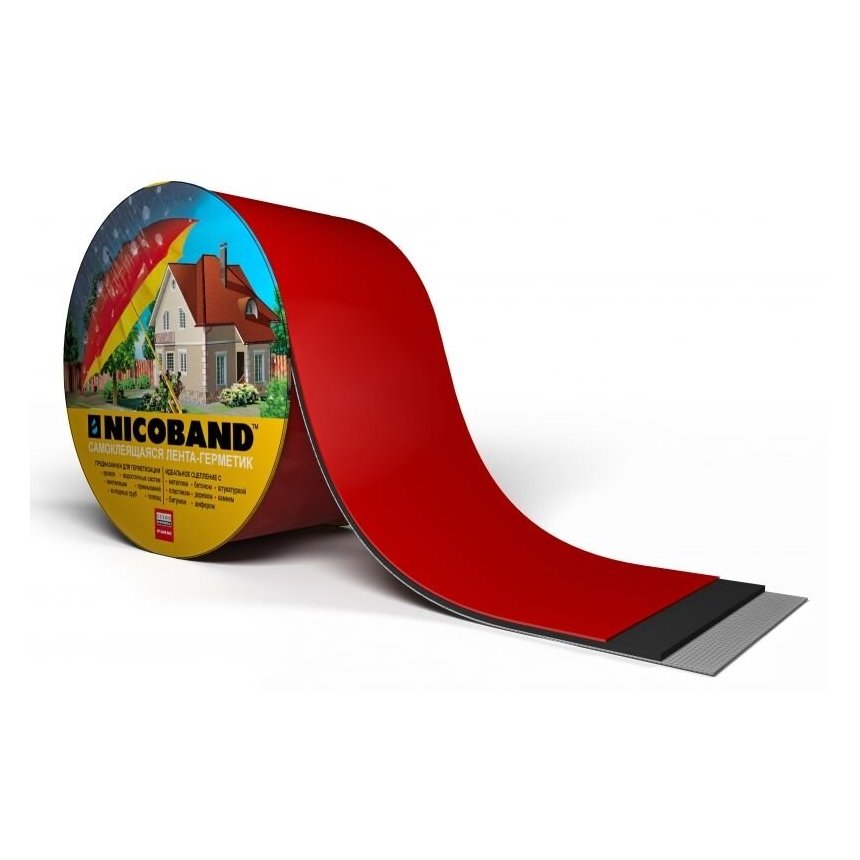 Самоклеящаяся герметиз.лента NICOBAND красный10 м*10 см  в Гусь-Хрустальном