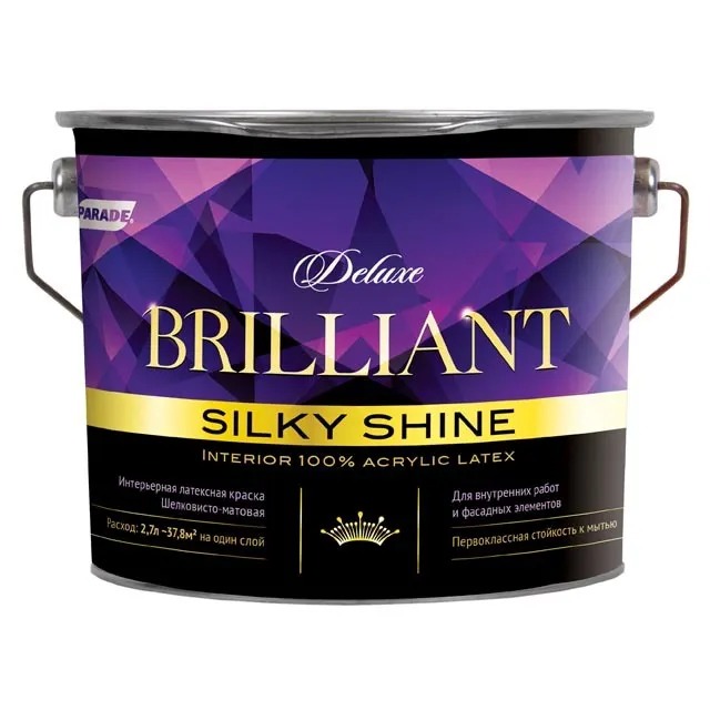 Краска интерьерная PARADE DELUXE Brilliant silky shine База А 2,7л 1/168  в Гусь-Хрустальном