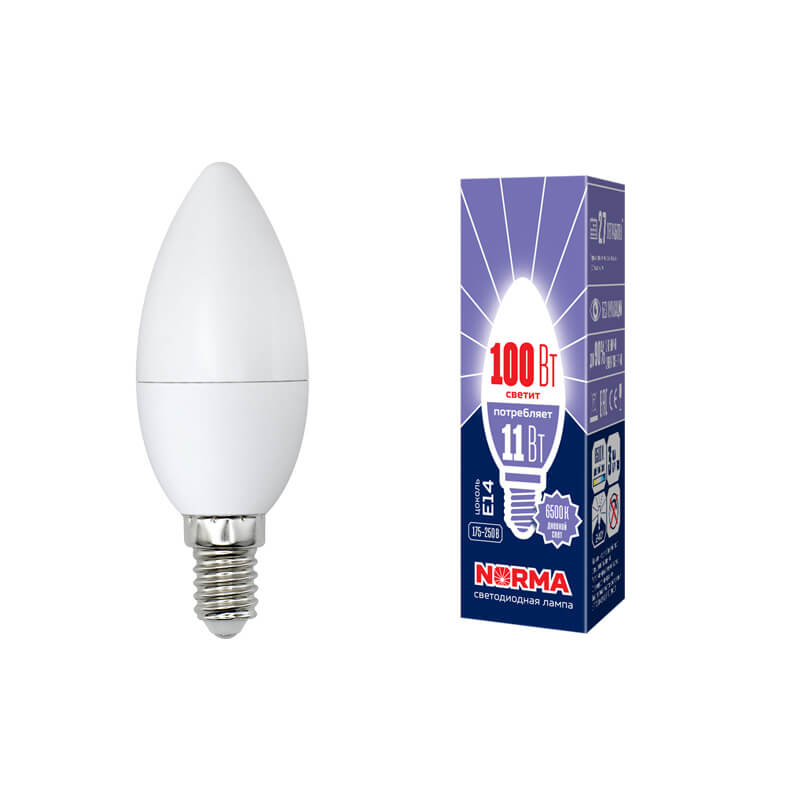 UL-00003810 Лампа светодиодная свеча мат.Серия Norma 6500K LED-C37-11W/DW/E14/FR/NR 7651  в Гусь-Хрустальном