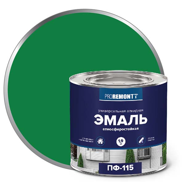 Эмаль ПФ-115 "PROREMONT"   1.9  кг ярко-зеленый 3/264  в Гусь-Хрустальном