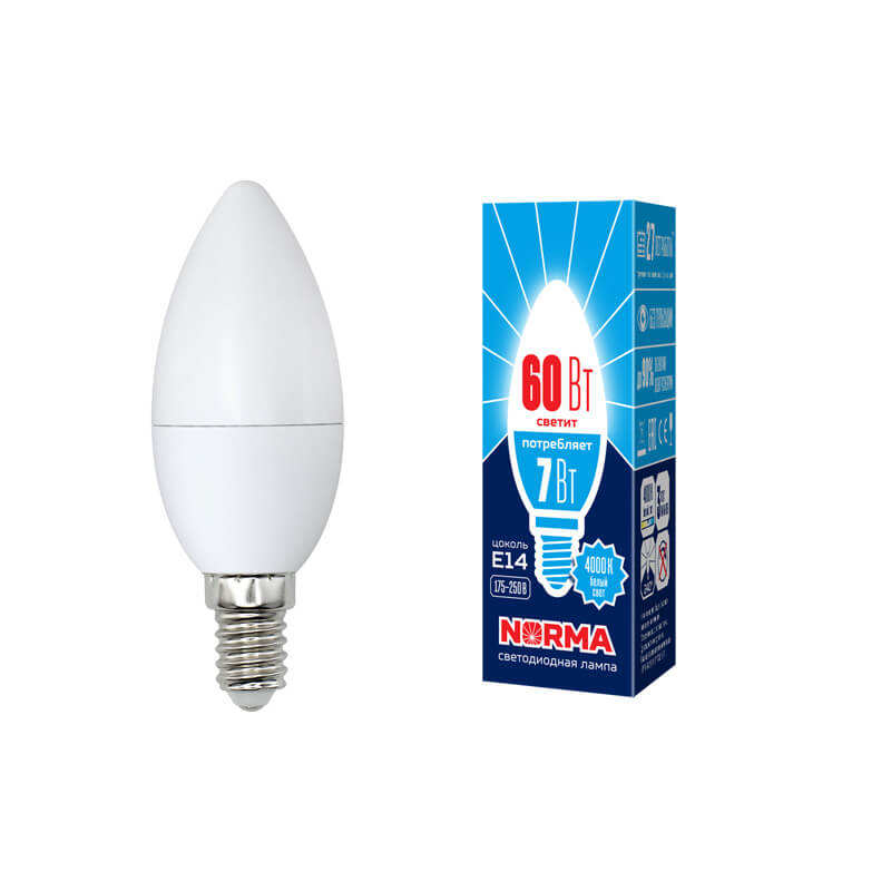 UL-00003795 Лампа светодиодиодная свеча мат. Серия Norma 4000K LED-C37-7W/NW/E14/FR/NR 4582  в Гусь-Хрустальном