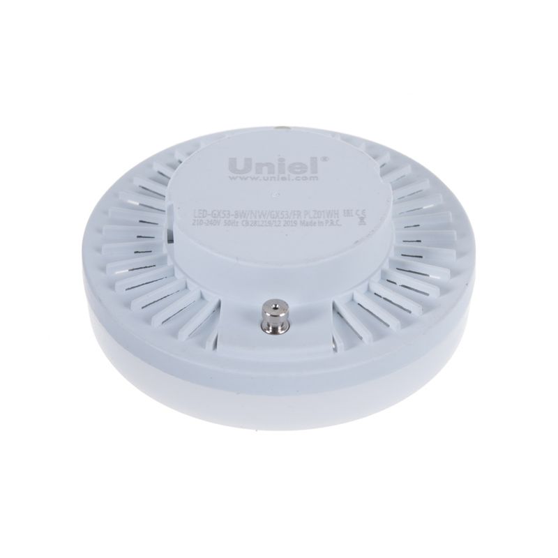 UL-00001671  Лампа светодиод, мат. Бел. свет. Картон. ТМ Uniel., LED-GX53-8W/NW/GX53/FR PLZ01WH 9179  в Гусь-Хрустальном