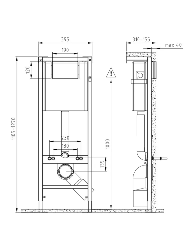 Инсталляция: VECTOR, металлический каркас для унитаза с бачком IN-MZ-VECTOR   в Гусь-Хрустальном