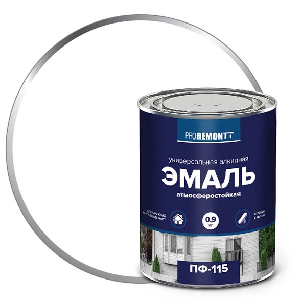 Эмаль ПФ-115 "PROREMONT"   0.9  кг бел.мат. 10/640  в Гусь-Хрустальном