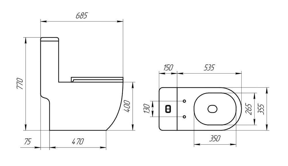 Монолит T1070 UF, безободковый, сиденье дюропласт (с гофрой и подводкой)  в Гусь-Хрустальном