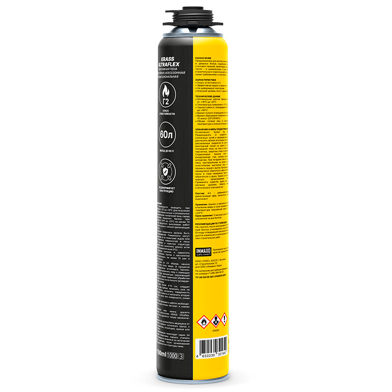 Пена огнестойкая KRASS ULTRAFLEX  пистолет. 0,7л 12/612  в Гусь-Хрустальном