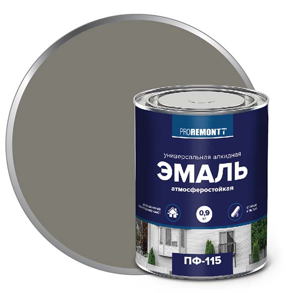 Эмаль ПФ-115 "PROREMONT"   0.9 кг серый 10/640  в Гусь-Хрустальном