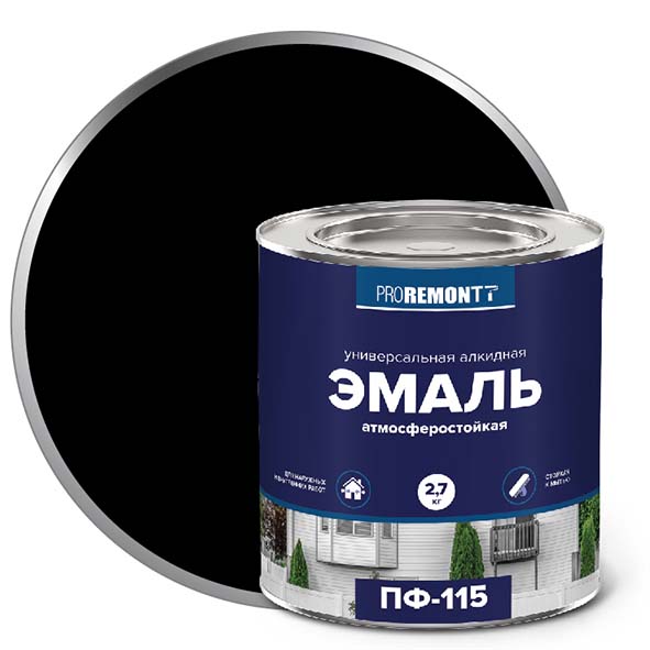 Эмаль ПФ-115 "PROREMONT"   2,7 кг черный 3/198  в Гусь-Хрустальном