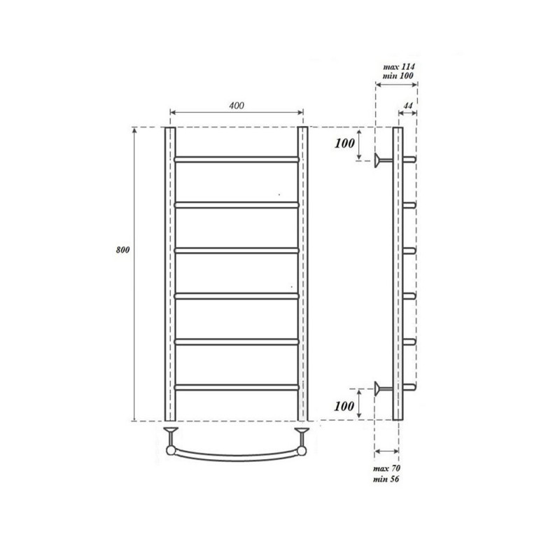 Полотенцесушитель водяной Point Афина PN04148 П6 400x800, хром  в Гусь-Хрустальном