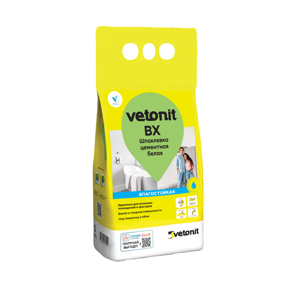 Шпаклевка финишная цементная ВХ Vetonit 5 кг белый    в Гусь-Хрустальном