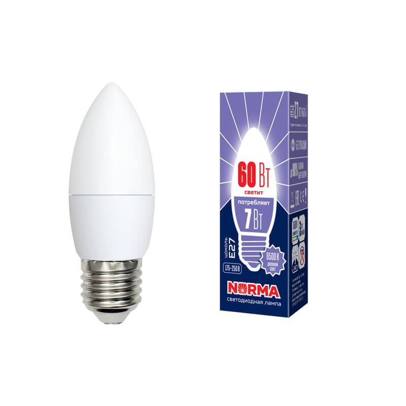 UL-00003797 Лампа светодиодная свеча матовая. Серия Norma 6500K LED-C37-7W/DW/E27/FR/NR 4551  в Гусь-Хрустальном