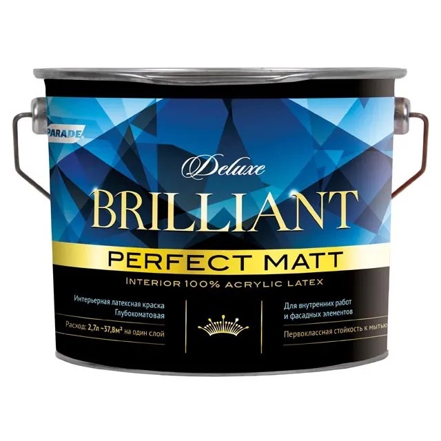 Краска интерьерная PARADE DELUXE Brilliant perfect matt База А 2,7л 1/168  в Гусь-Хрустальном