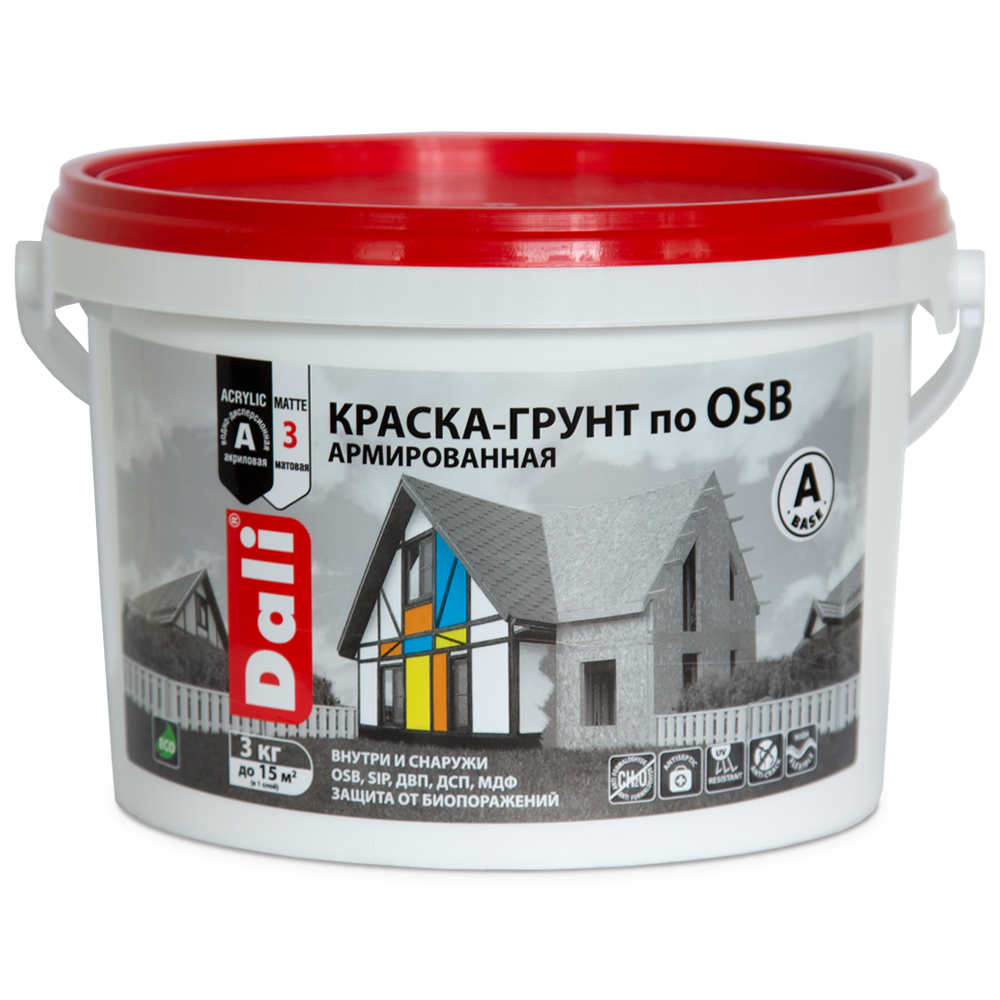 Краска-грунт по OSB армированная (база А) DALI  3 кг  /1  в Гусь-Хрустальном