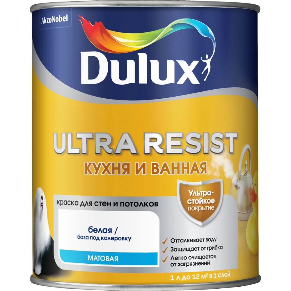 Краска DX ULTRA Resist КУХНЯ И ВАННАЯ  мат BW   1 л (аналог 50034774)  в Гусь-Хрустальном
