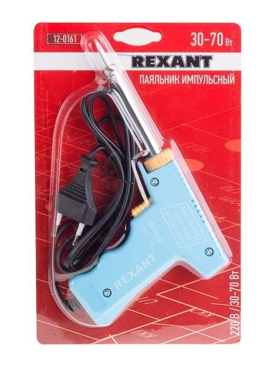 12-0161 Паяльник-пистолет импульсный Rexant, 30 Вт / 70 Вт, 230 В, серия "МАСТЕР"   в Гусь-Хрустальном