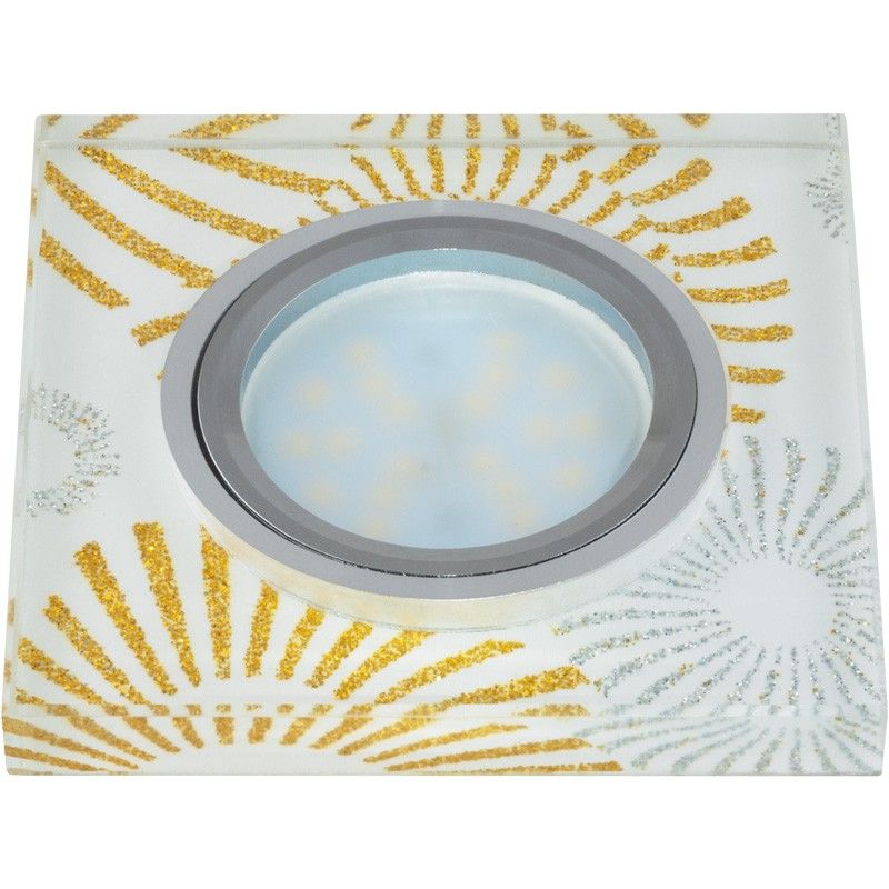 DLS-P201 GU5.3 CHROME/WHITE Светильник декоративный встраиваемый, серия Peonia. Квадратный ххх  в Гусь-Хрустальном
