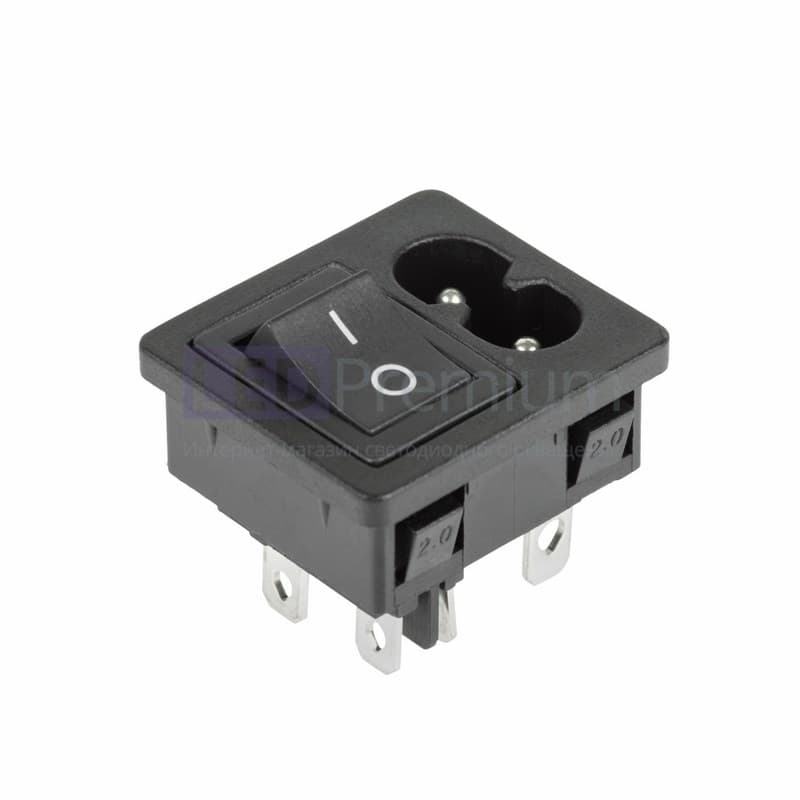 36-2284 Выключатель клавишный 250 V 6 А (4с) ON-OFF черный с штекером C8 2PIN  REXANT  в Гусь-Хрустальном