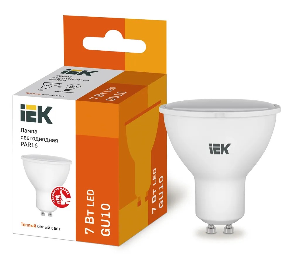 Лампа светодиодная LED 7вт 230в GU10 тепло-белый ECO (IEK)  в Гусь-Хрустальном