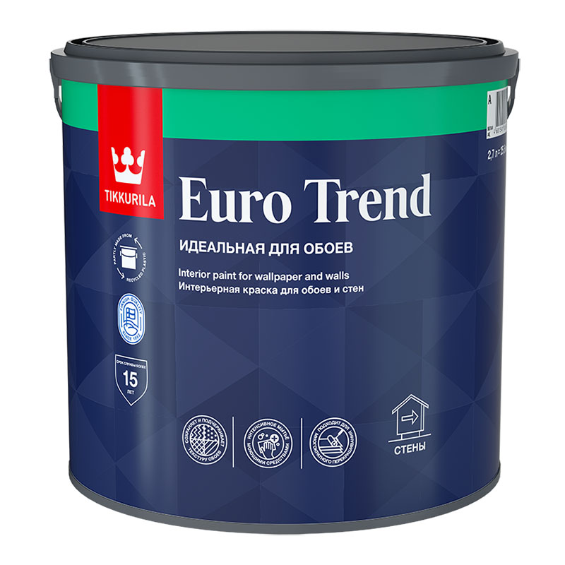 EURO TREND А  мат. 2,7л Краска д/обоев и стен /1  в Гусь-Хрустальном