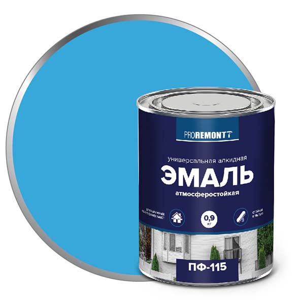 Эмаль ПФ-115 "PROREMONT"   0.9  кг голубой 10/640  в Гусь-Хрустальном