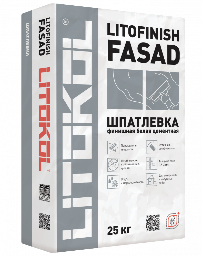 ЛИТОФИНИШ ФАСАД / LITOFINISH FASAD Шпаклёвочная смесь на основ.цемента 25 кг/54 шт.  в Гусь-Хрустальном