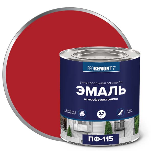 Эмаль ПФ-115 "PROREMONT"   2,7 кг красный 3/198  в Гусь-Хрустальном