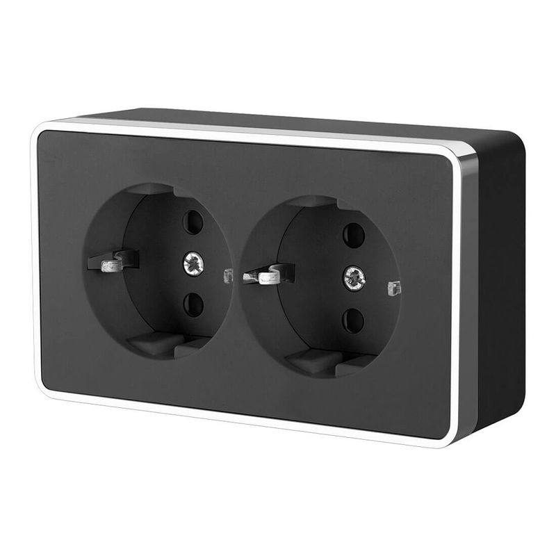 Розетка двойная с заземлением Gallant (черный/хром) W5072135  в Гусь-Хрустальном