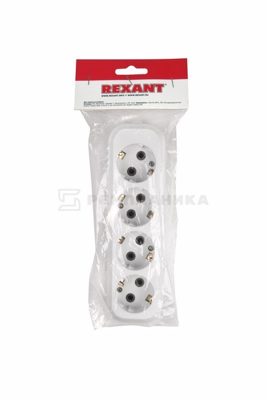11-8707 Колодка 4 гнезда c заземлением  Rexant  в Гусь-Хрустальном