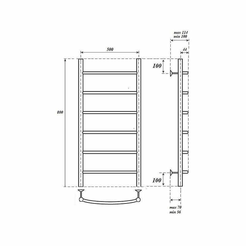 Полотенцесушитель водяной Point Афина PN04158 П6 500x800, хром  в Гусь-Хрустальном
