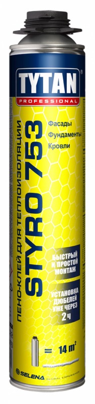 Tytan Professional Styro 753 пено-клей для теплоизоляции GUN 750 ml  6357 / 6048  в Гусь-Хрустальном