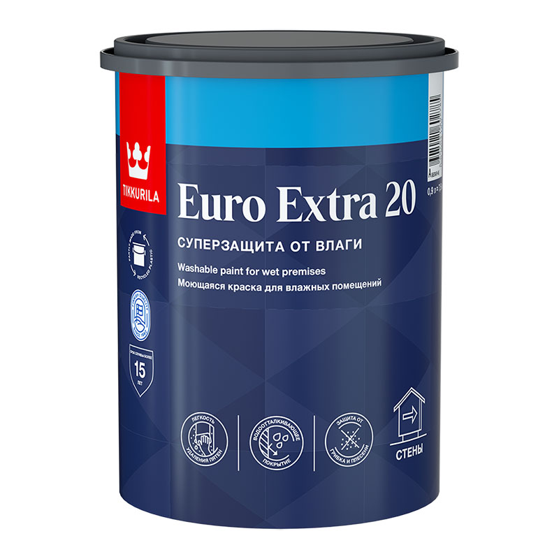 EURO EXTRA-20  А  0,9 Л КРАСКА  МОЮЩАЯСЯ ДЛЯ ВЛАЖНЫХ ПОМЕЩЕНИЙ /6  в Гусь-Хрустальном
