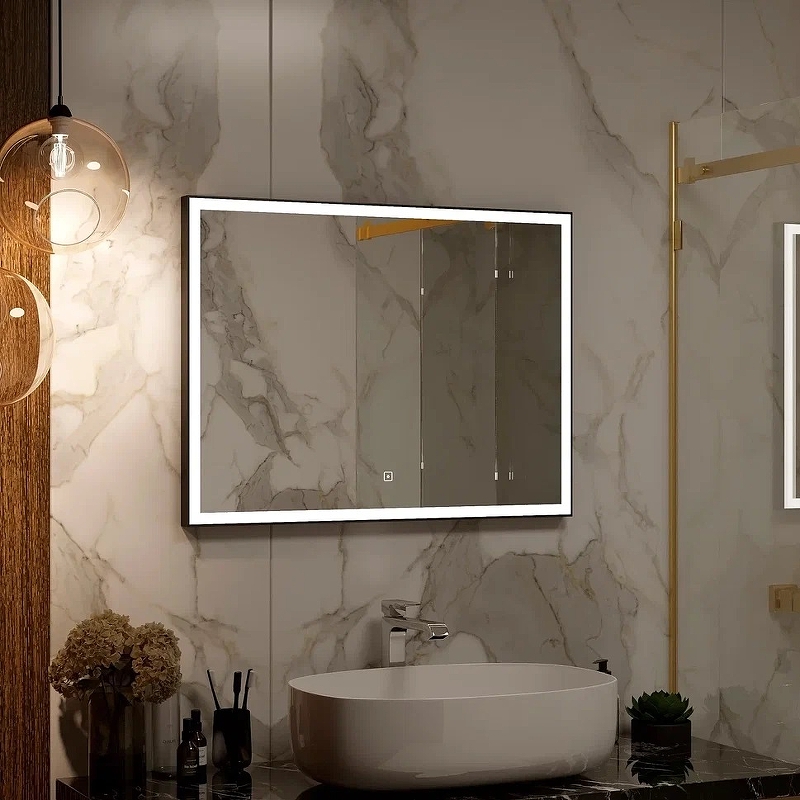 Зеркало Frame Black LED 800x600 ЗЛП183  в Гусь-Хрустальном