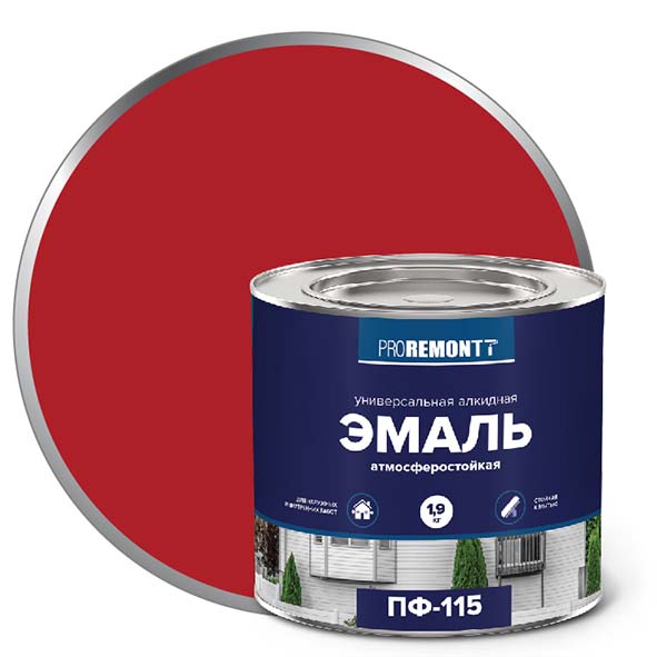 Эмаль ПФ-115 "PROREMONT"   1.9  кг красный 3/264  в Гусь-Хрустальном