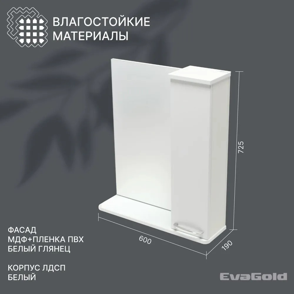 60 Зеркало-шкаф "НИКА 60"  прав.  в Гусь-Хрустальном