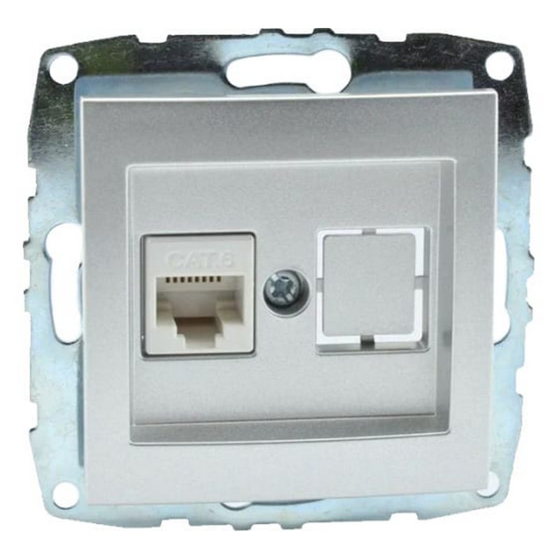 MONO L / D Механизм  Розетка Комп. (Rj45 Cat 6) Серебро										  в Гусь-Хрустальном
