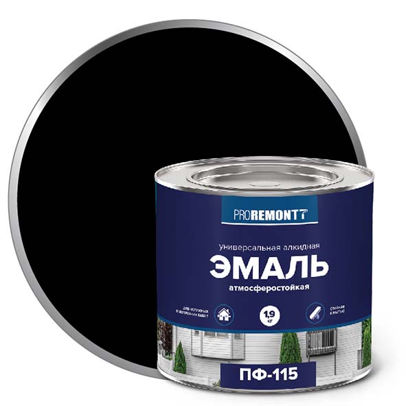 Эмаль ПФ-115 "PROREMONT"   1.9  кг черный 3/264  в Гусь-Хрустальном