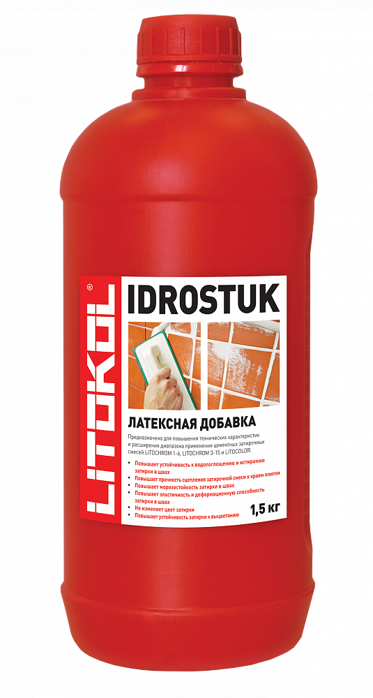 ИДРОСТУК / IDROSTUK-м  латексная добавка д/затирок  1,5кг  в Гусь-Хрустальном