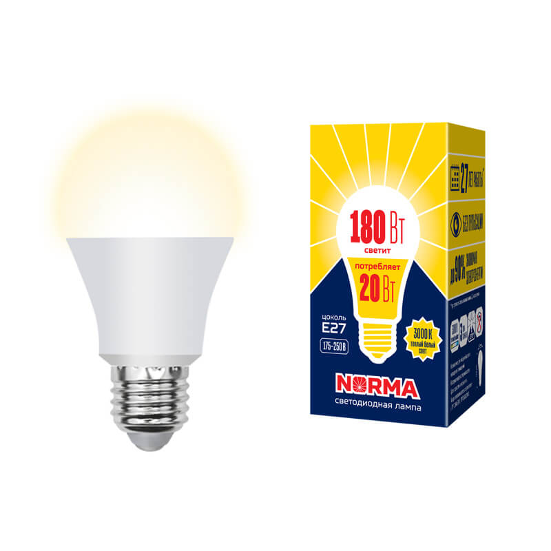 UL-00004030 Лампа светодиод.Форма "A",мат.Серия Norma 3000K LED-A65-20W/WW/E27/FR/NR 8467  в Гусь-Хрустальном