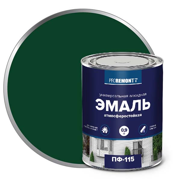 Эмаль ПФ-115 "PROREMONT"   0.9 кг зеленый 10/640  в Гусь-Хрустальном