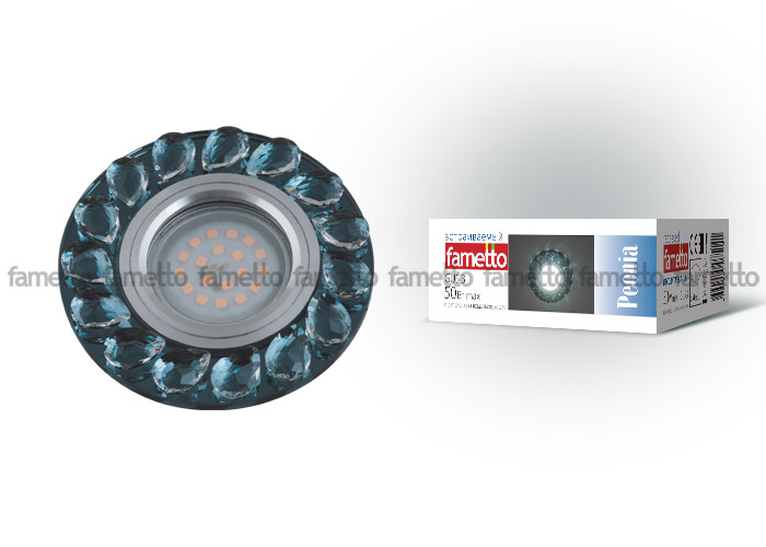 DLS-P107 GU5.3 CHROME/SMOKE+CLEAR Светильник декоративный встраиваемый, серия Peonia ххх  в Гусь-Хрустальном