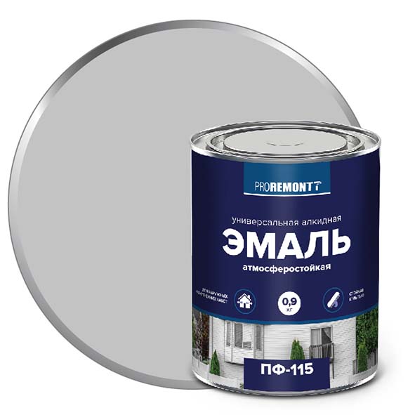 Эмаль ПФ-115 "PROREMONT"   0.9 кг серый RAL 7004 10/640  в Гусь-Хрустальном
