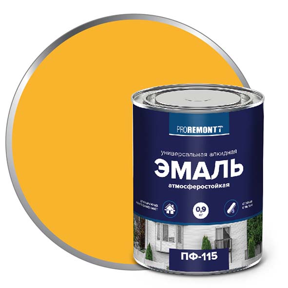 Эмаль ПФ-115 "PROREMONT"   0.9 кг желтый 10/640  в Гусь-Хрустальном