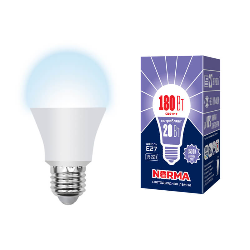 UL-00004028 Лампа светодиод.Форма "A", мат.Серия Norma 6500K LED-A65-20W/DW/E27/FR/NR 8405  в Гусь-Хрустальном