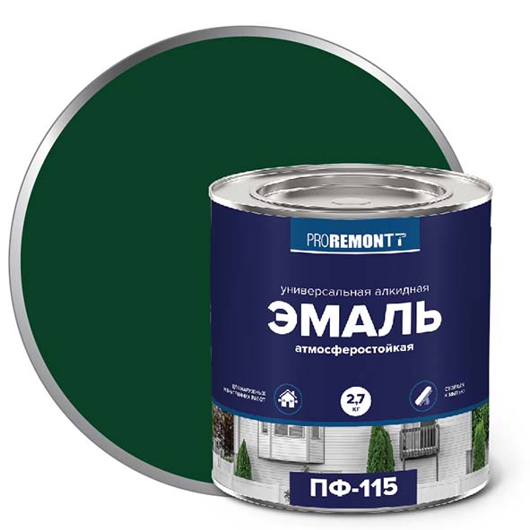 Эмаль ПФ-115 "PROREMONT"   2,7 кг зеленый 3/198  в Гусь-Хрустальном