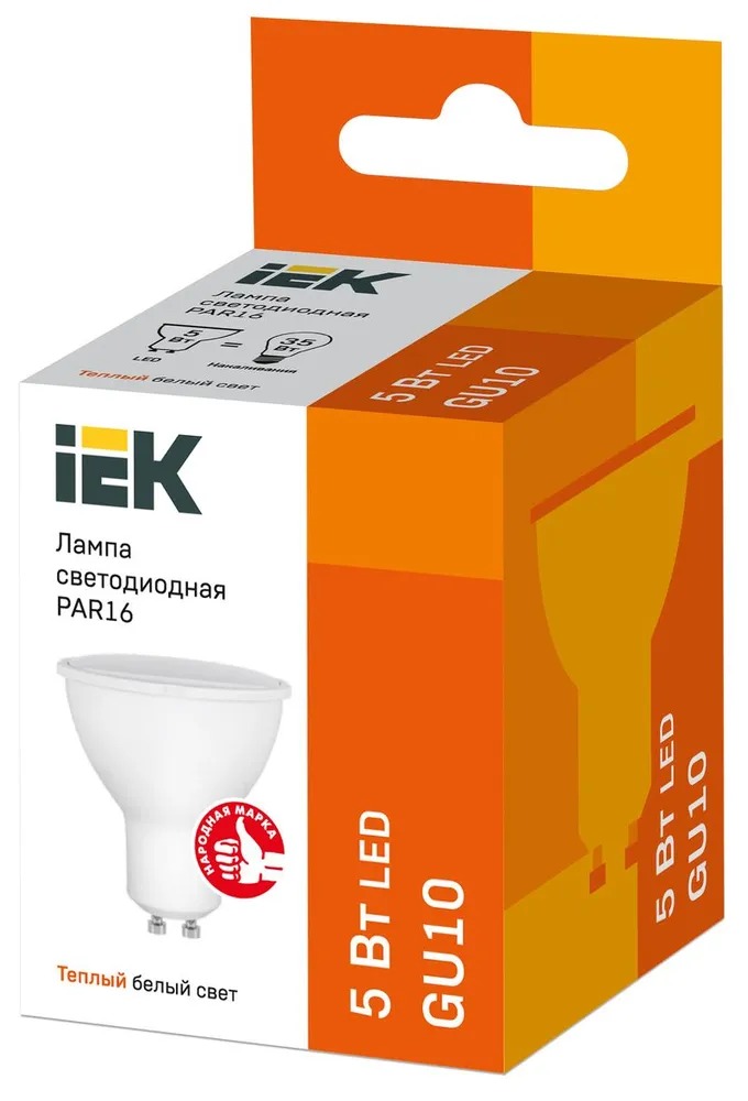 Лампа светодиодная LED 5вт 230в GU10 тепло-белый ECO (IEK)  в Гусь-Хрустальном